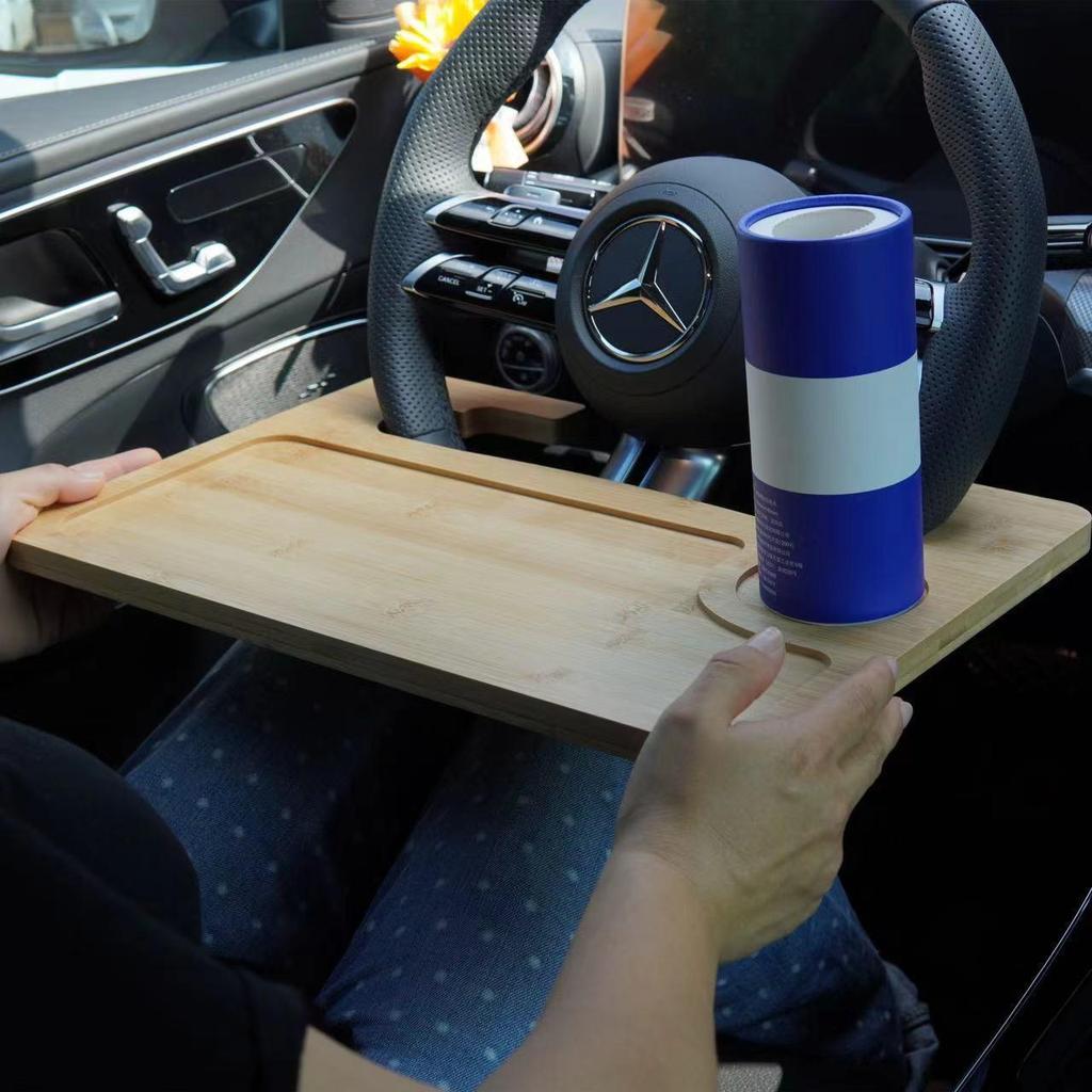 Portable Bamboo Wood Steering Wheel Table: Multi-functional Tray & Desk