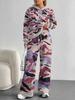 Patchwork Tie-dye European and American Casual Long-sleeve Set, Women's Hoodie Sweatshirt and Pants Two-piece Set