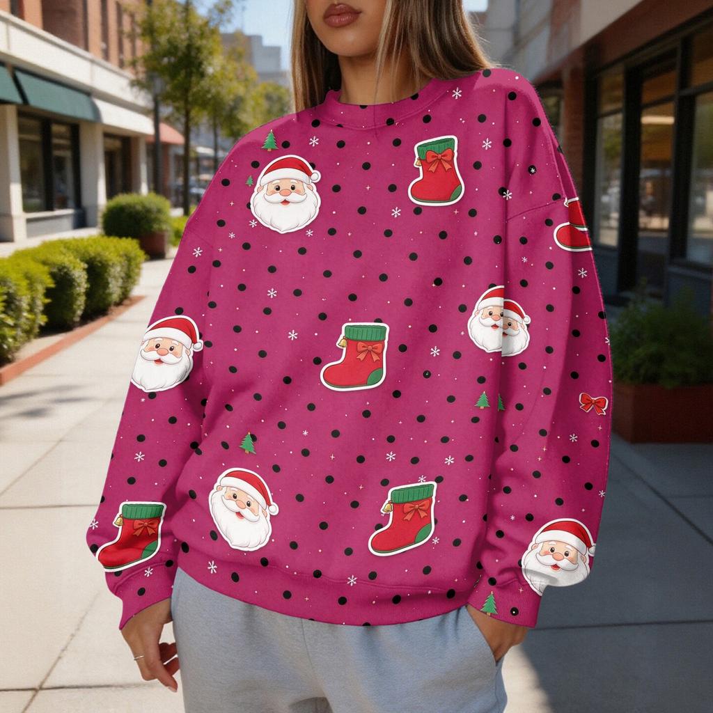 Women's Polka Dot Crewneck Sweatshirt, Lightweight Trendy Casual Pullover for Everyday Wear
