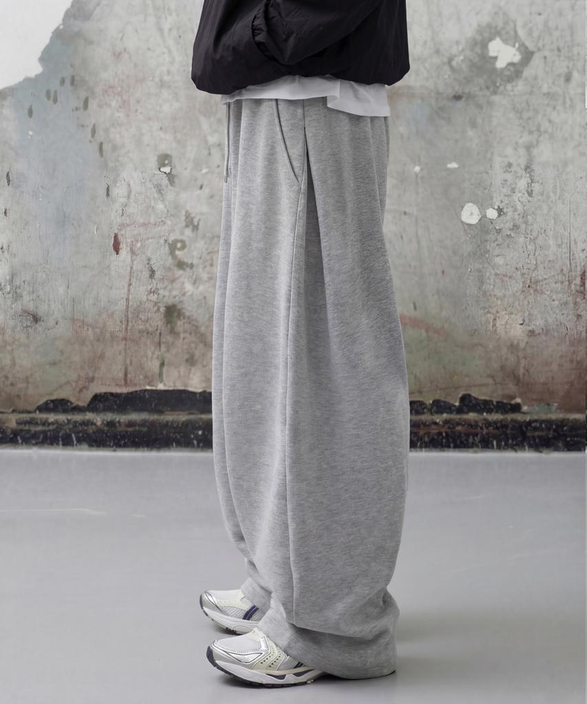 AGOD Side Pleat Curved Sweatpants [Gray]