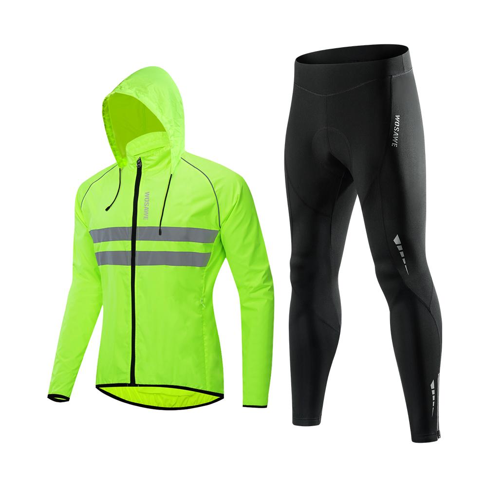

Комплекты для велоспорта WOSAWE Мужская ветрозащитная куртка с гелевой подкладкой из флиса Длинные брюки Одежда 3XL
