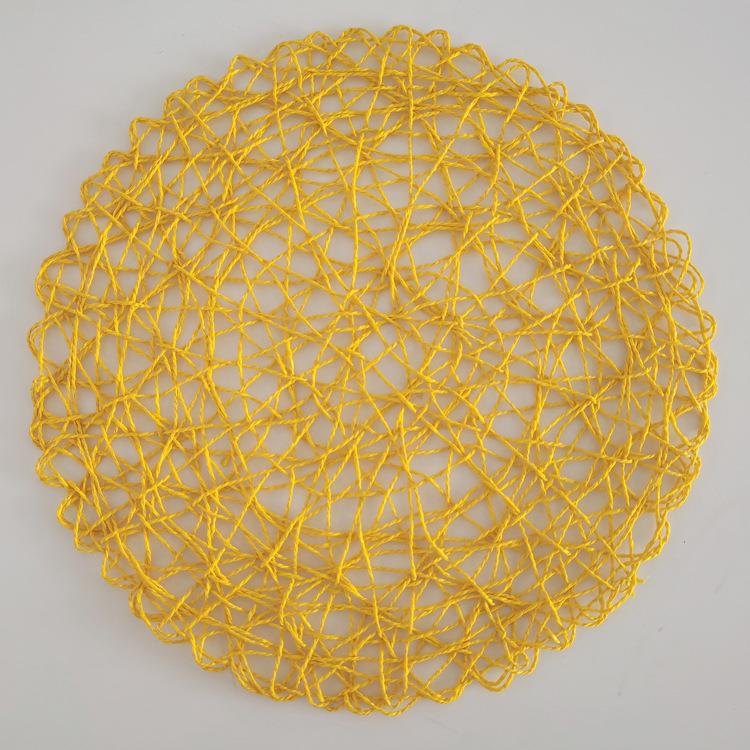 Round Paper Woven Placemats Wood Heat Resistant Rattan Brown Paper Straw for Dining Party Wedding