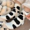 1Pair Winter Fleece Lined Fuzzy Socks for Women Thick Warm Cow Print Home Floor Socks  Soft Sleep Socks Perfect Christmas Gi