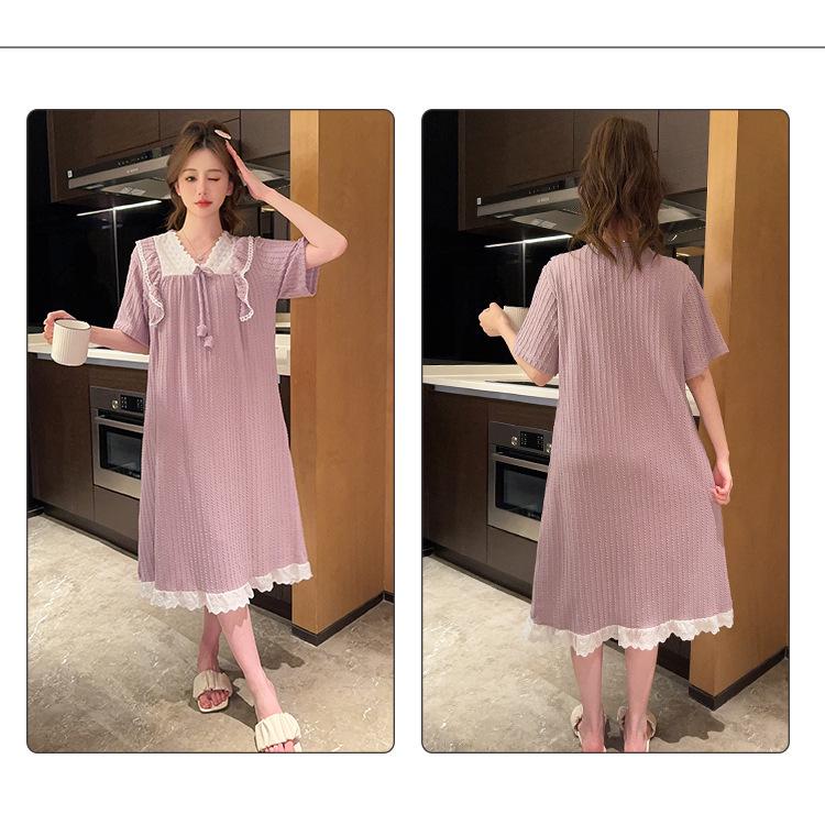 Plus Size Sweet Princess Summer Pajamas - Short Sleeve Nightgown for Women & Girls, Wear Indoors or Outdoors, Fits Up to 220 Jin