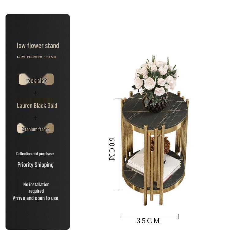 Marble TV Cabinet & Flower Stand: Stainless Steel Living Room Storage Rack