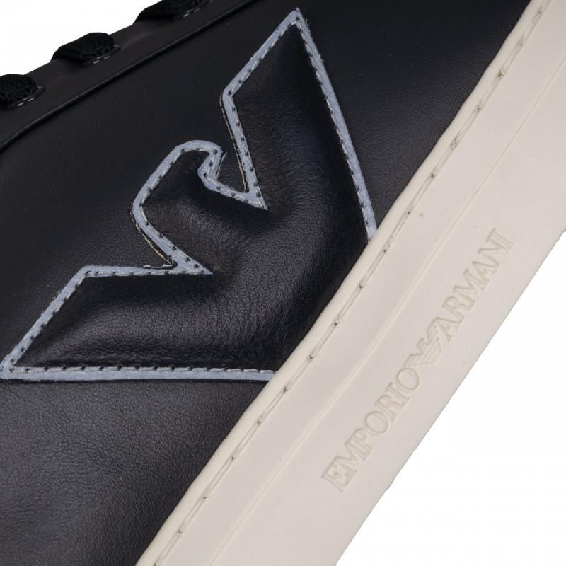 Emporio Armani Men's Leather Sneakers Shoes Navy - Size: 44.5