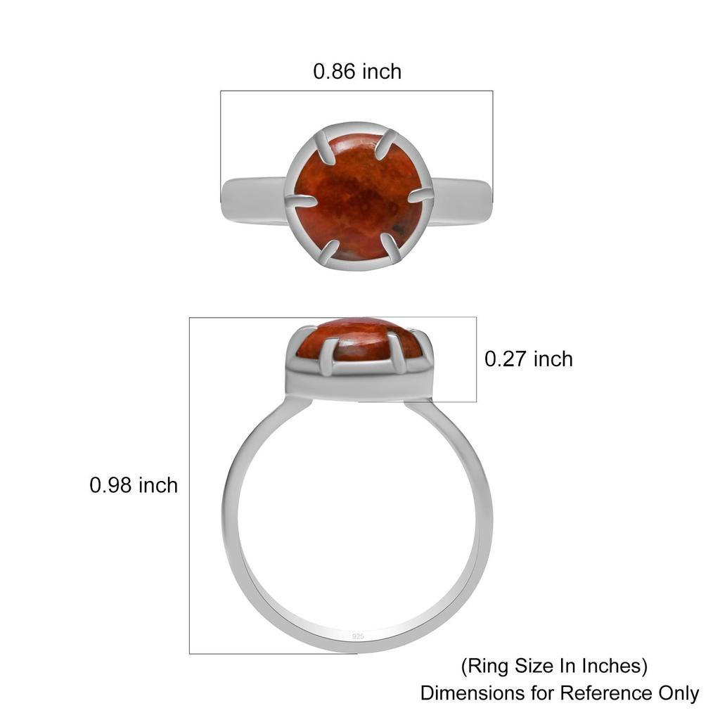10X10 mm Natural Orange Copper Turquoise Gemstone 925 Sterling Silver Prong Set Ring Women & Girls