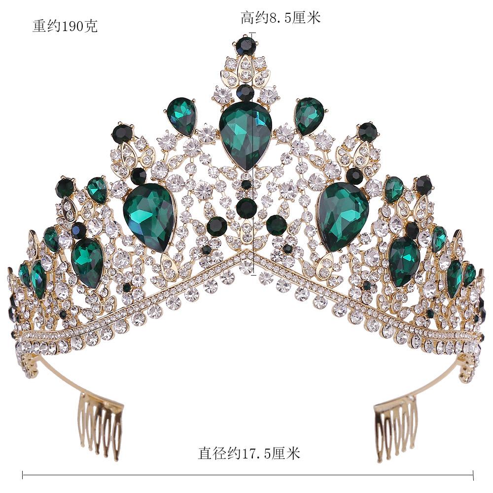 Popular exaggerated stage performance hair accessories crown Baroque multi-color crystal bridal crown with comb
