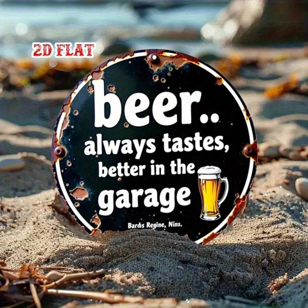 Barweer Vintage Metal Tin Sign 7.87x7.87 Inch Round Aluminum Wall Decor Bar Pub Man Cave Art