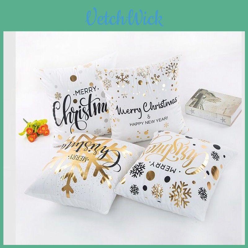Luxurious Christmas Pillow Case Glitter Cotton Linen Sofa Throw Cushion Cover For Cozy Living