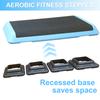 110cm Exercise Aerobic Step Platform, Adjustable Height Workout Step with 4 Risers, Stepper for Home Gym Cardio Strength & Training (Blue)