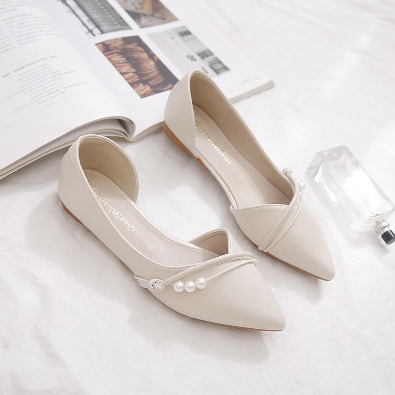 

Летние новые туфли-лодочки с острым носком и плоской подошвой, мягкой подошвой и открытыми боками для беременных женщин 40