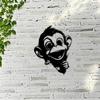 2D Flat Iron Chimp Monkey Wall Art, Black Silhouette Big Eyes Smile, Indoor Outdoor Jungle Kids Room Playroom Decor, Animal Party Sign