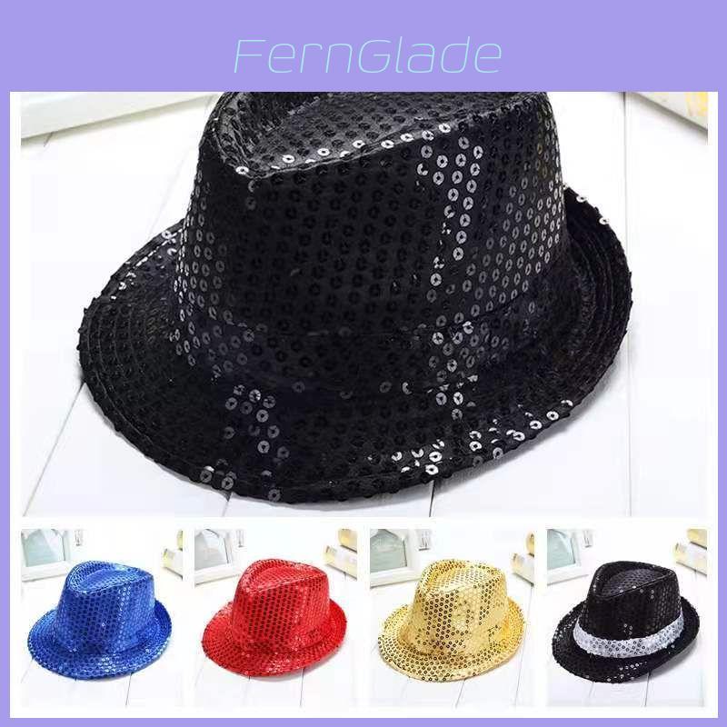 Hat Trilby Sequin Cap Sequinned Dance Party Costume Mj Jazz Fedora Performance