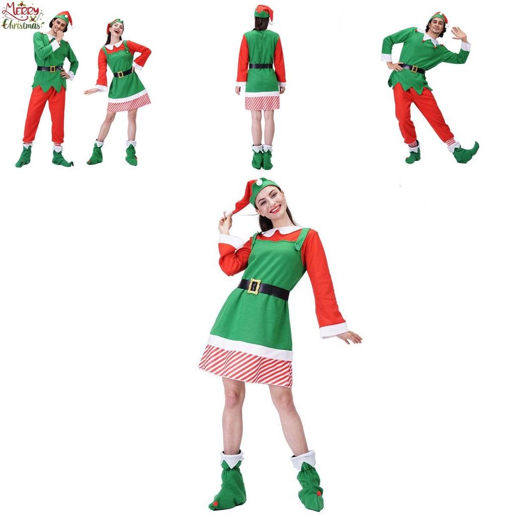 Christmas Elf Adult Cosplay Costume Couple Outfits