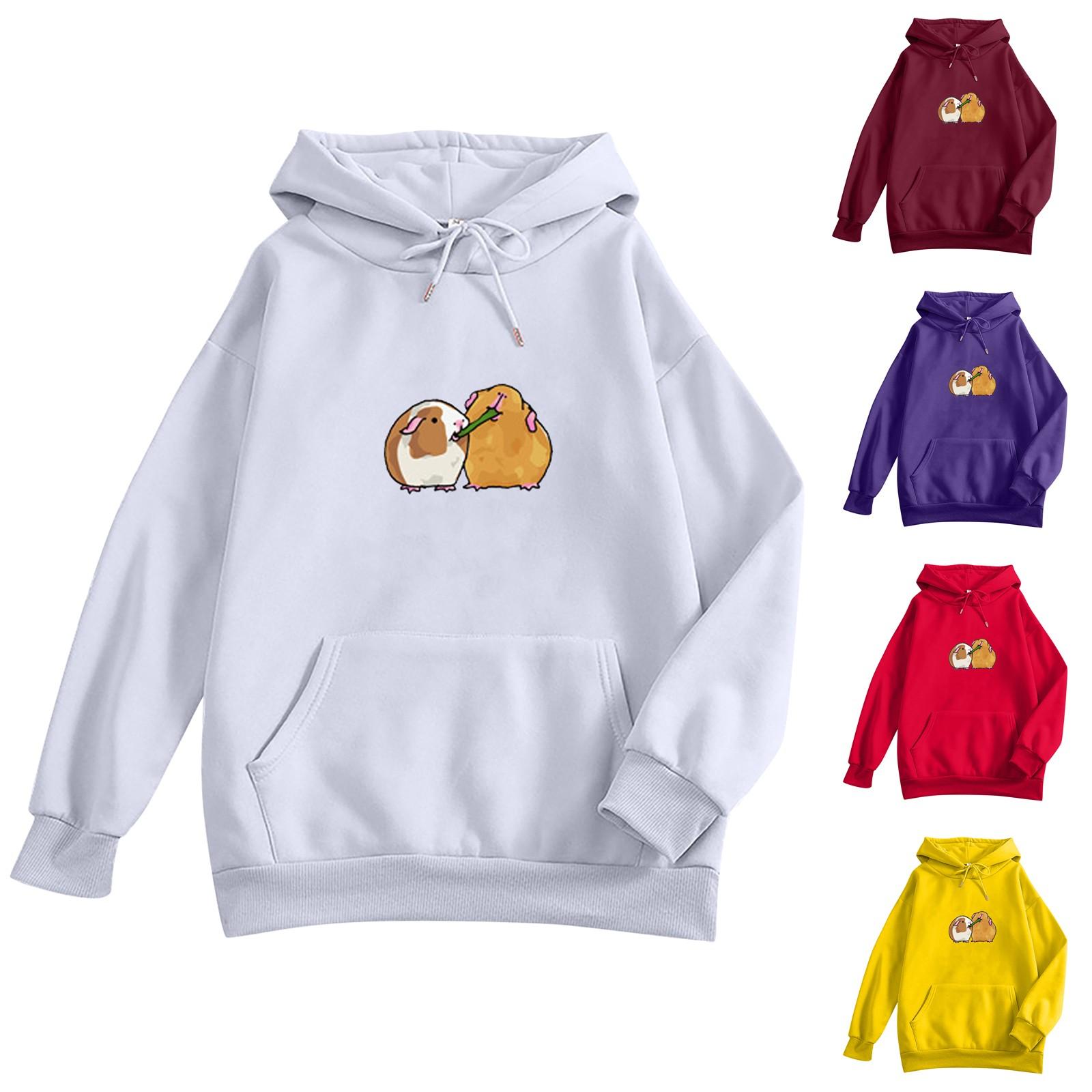 

Модный женский свободный топ с длинным рукавом с принтом, женский свитер с капюшоном