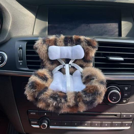 For Labubu Cartoon Plush Safety Seat Cute Doll Air Outlet Aromatherapy Decoration High-Grade Car Interior Decoration Accessories