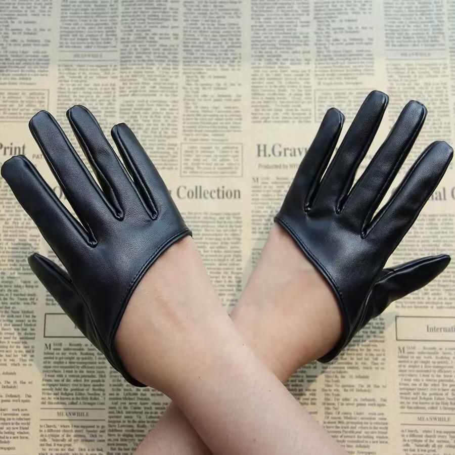 

Women Sexy Ds Half Palm Nightclub Pole Dancing Stage Performance Cosplay Party Fashion Personality Hip Hop Pu Leather Gloves One Size