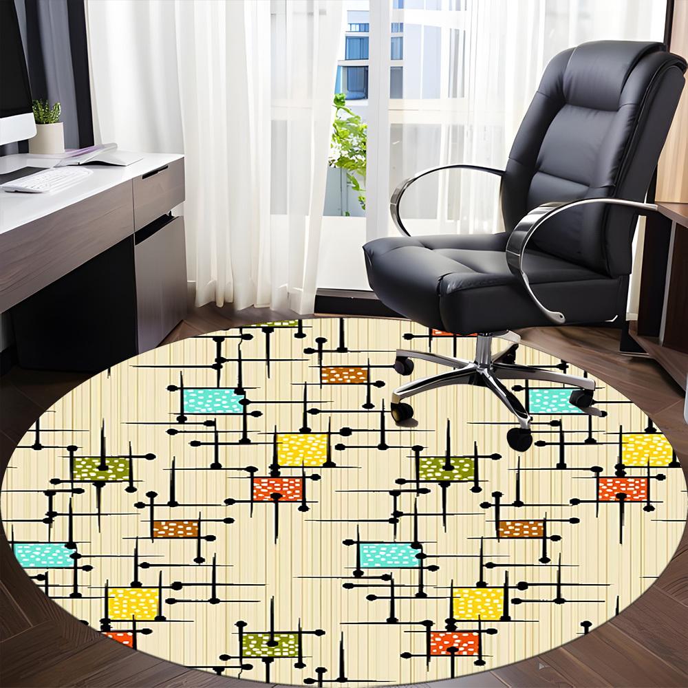 1 Stück Runder Teppich mit abstraktem Muster für das Büro, rutschfest, weich und langlebig, für die Innendekoration, perfekt für das Büro, schöne Dekoration yy26031
