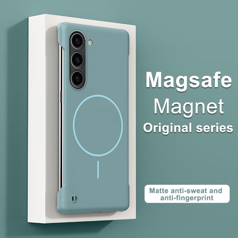 Frameless Wireless Charge Case For Samsung S25 Edge S24 FE S23 Ultra S22 Magnetic Shockproof Slim Hard PC Phone Cover