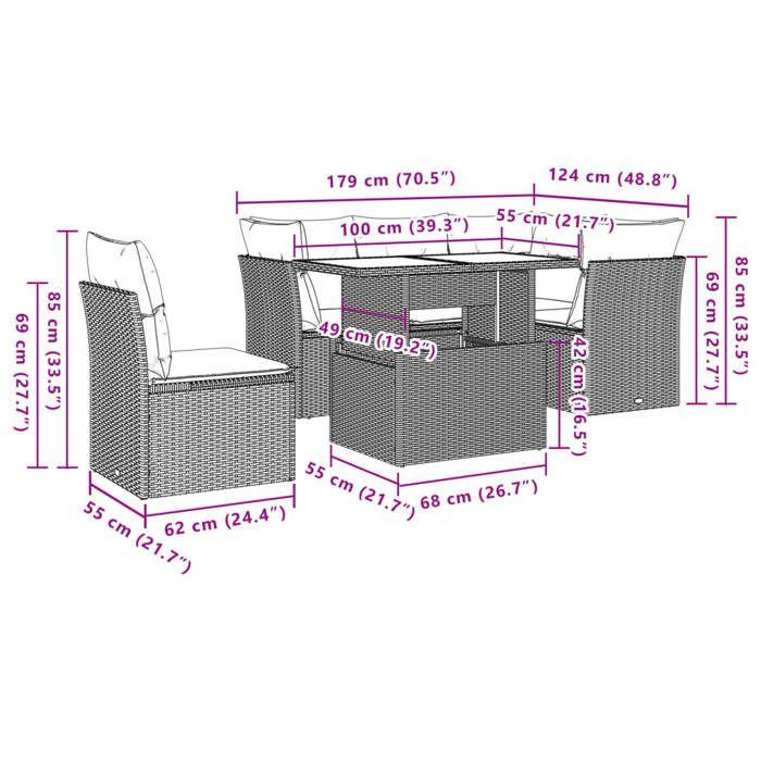 VidaXL Garden Lounge Set 6 Pcs with Cushions Black Wicker 3266586