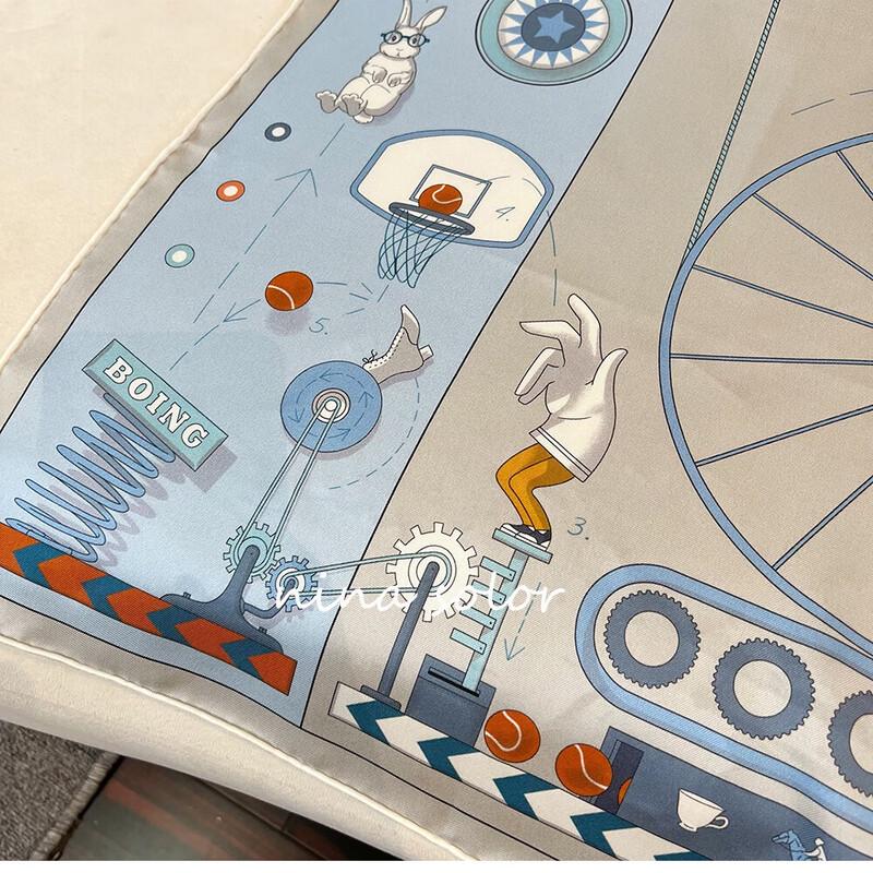 NINA SOLOR Playful Afternoon Tea Twill Silk Scarf