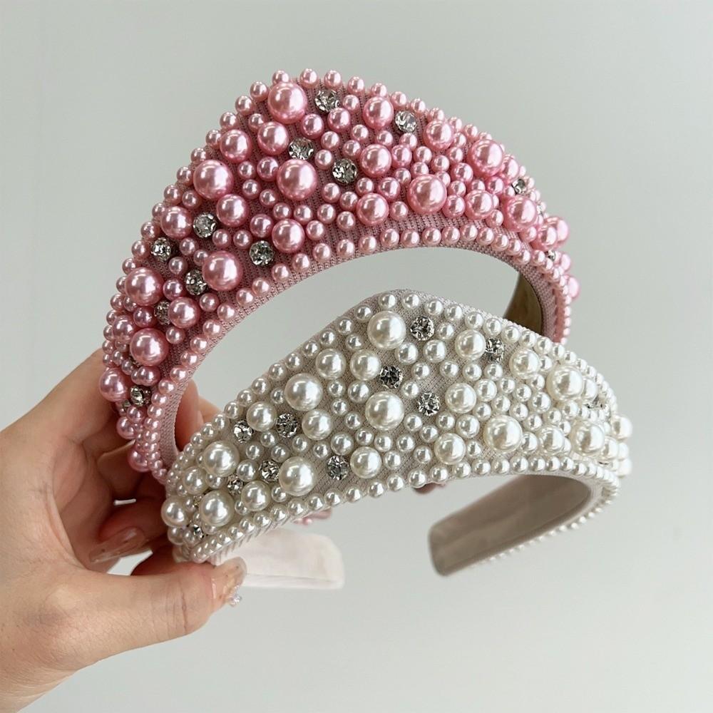 Baroque Fabric Hair Bands Rhinestone Hair Hoop New Pearl Headband Girls