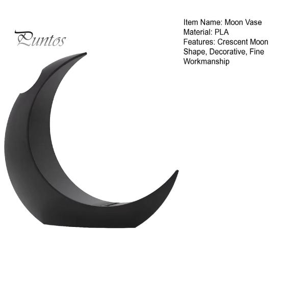 Crescent Shape Vase 3D Printed Moon Flower Vase, Modern Decorative Minimalist Holder Container for Living Room Table Centerpiece Stylish Ceramic
