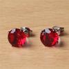 316 L Stainless Steel With 8mm Round AAA Red Zircon Stud Earrings For Men And Women