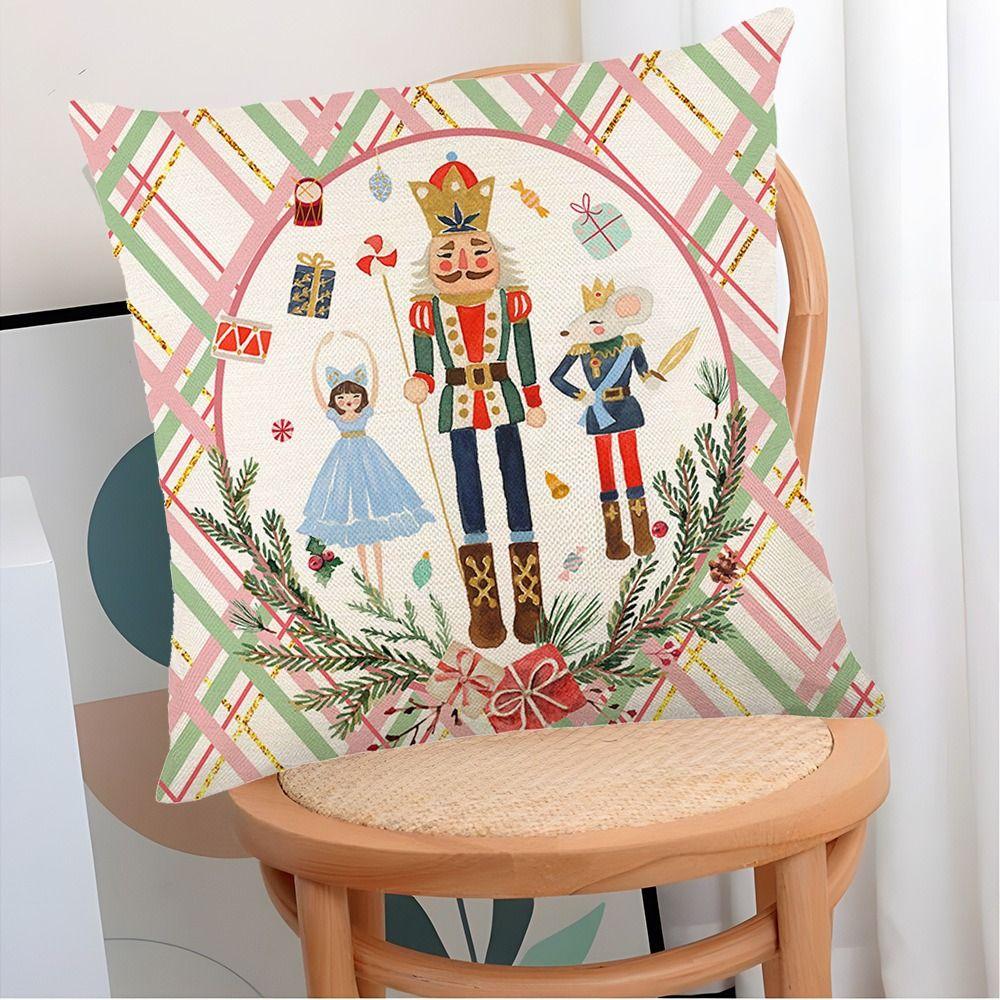 2Pcs 45x45cm Flax Cushion Cover Soft Sofa Pillowcase Merry Christmas Cushion Cover  Christmas