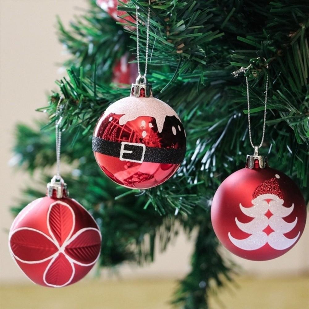 9PCS/SET Creative Plastic Christmas Balls Santa Claus Multicolor Christmas Balls Pendant 6CM Red Xmas Tree Ornaments Home Decor