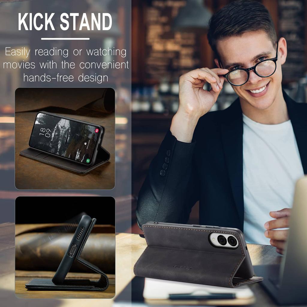 Flip Wallet Case for Samsung Galaxy S25 Edge, Leather Magnetic Folio Cover with Card Holder, Kickstand - TPU Shockproof Durable
