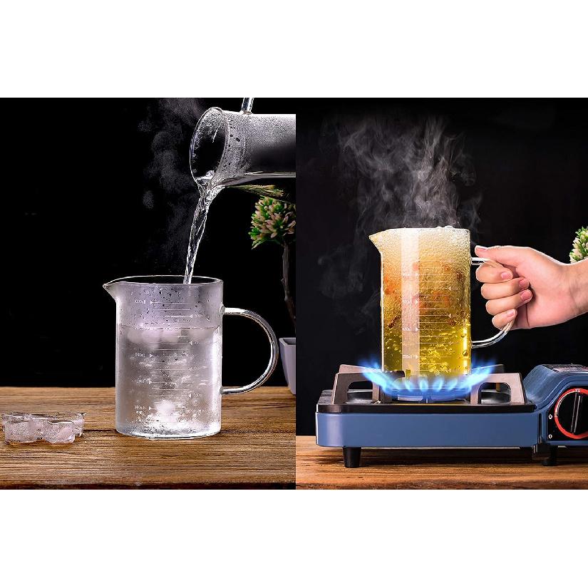 

Кружка-мензурка OYRIS с ручкой и прочной бамбуковой крышкой, боросиликатное стекло, многофункциональная пищевая мерная чашка для молока, 500 мл