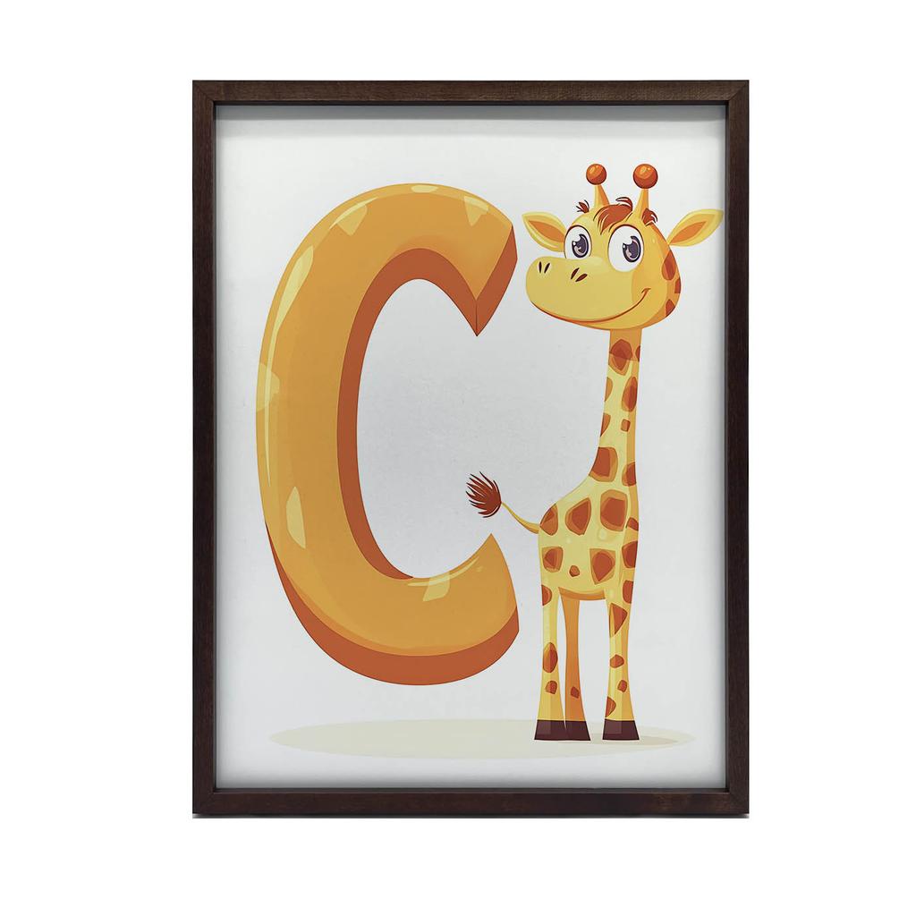 Plakat Żyrafa Z Literą C Plakat Żyrafa Z Literą C, 50X70 Cm, Bez Ramy, Płótno Premium Na Blejtramie
