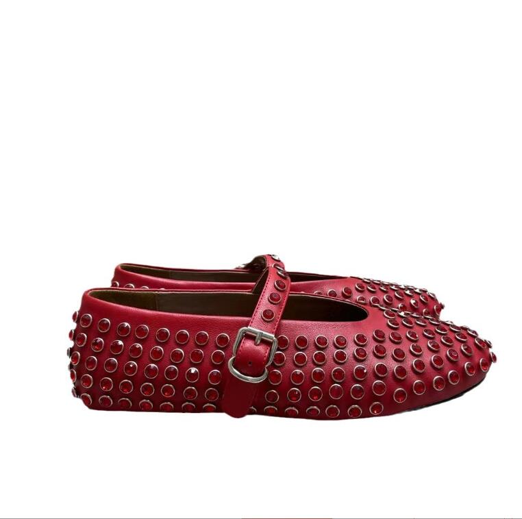 2025 New Women Glitter Shoes with Buckle Strap Rhinestone Ballet Flats Crystal Ballerina Shoes Comfortable Female Casual Shoes