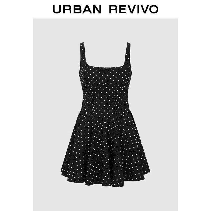 Retro Polka Dot Bow Sleeveless Mini Dress XS