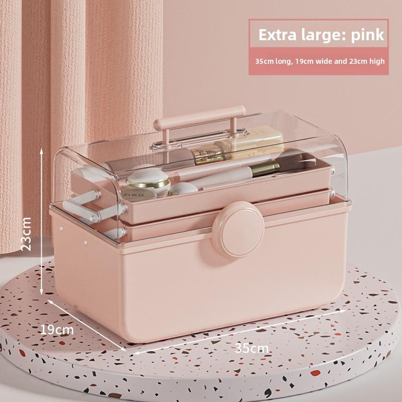 Kosmetik-Aufbewahrungsbox mit großer Kapazität Internet-Berühmtheit Kunststoff Staubdicht Transparent Desktop Tragbar Medikamenten-Aufbewahrungsbox