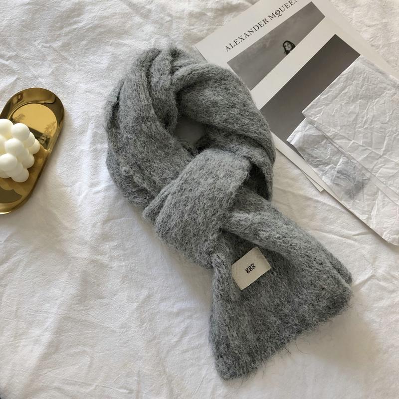 Fashion Pure Color Winter Warm Kniited Scarf for Women Korean Style Neckercheif Girls Skinny Cashmere Scarfs For Women