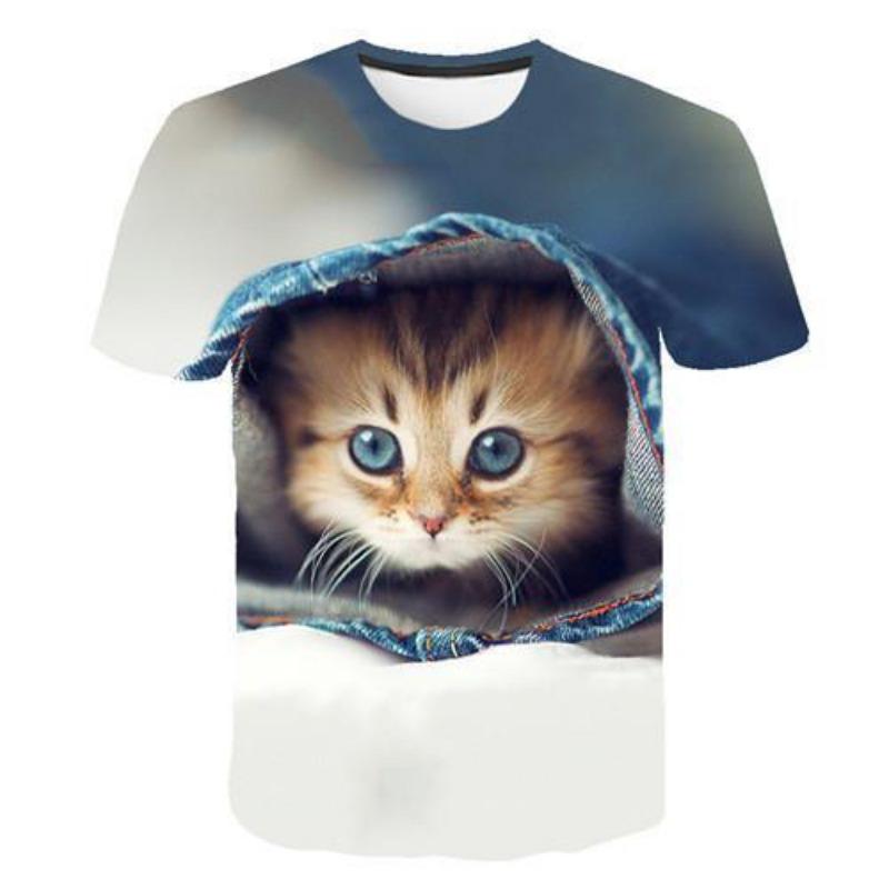 2024 Men/woman High Quality Brand T-shirt Hombre New Men T-shirt Casual Short Sleeve O-neck Fashion Funny Cat Printed 3D T Shirt