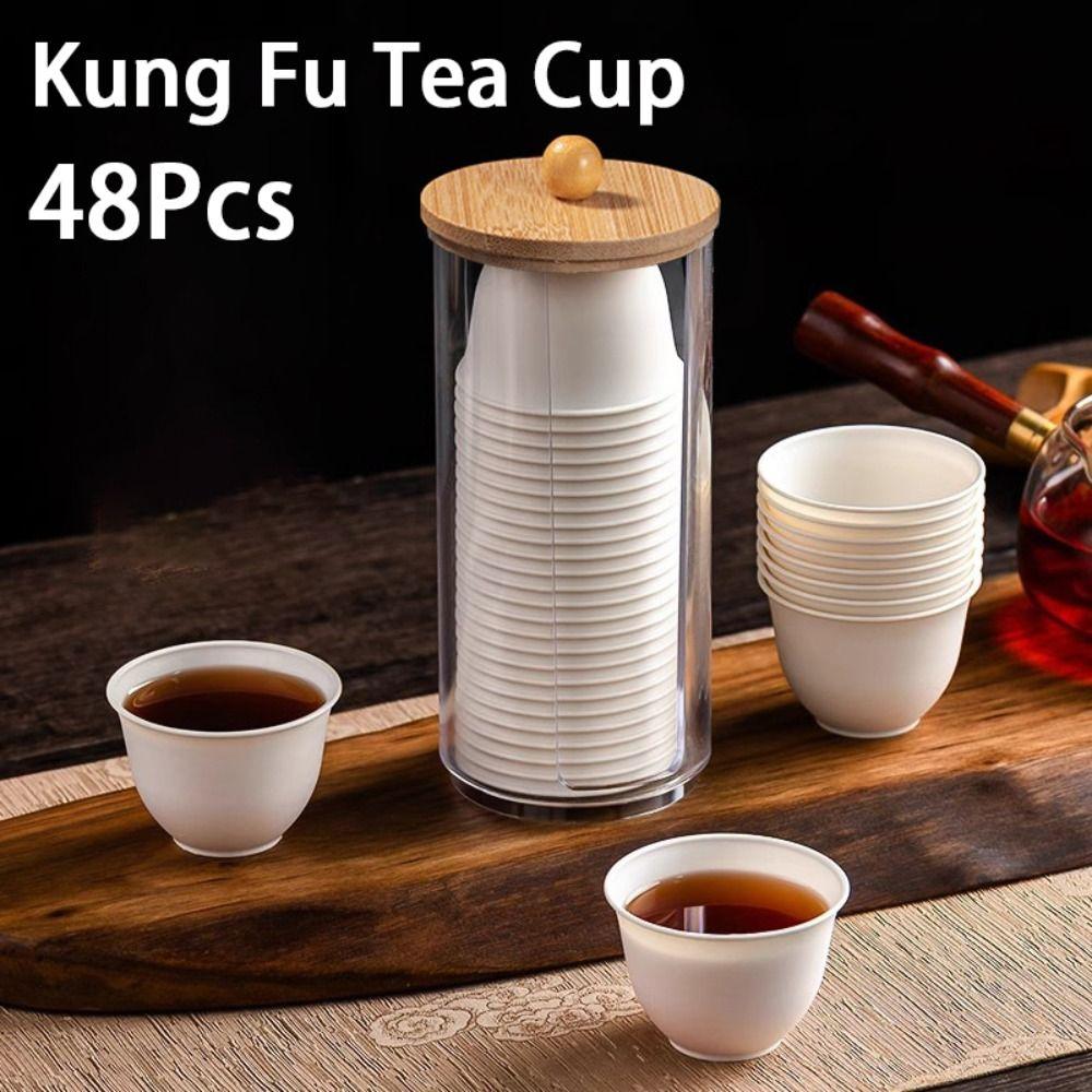 48Pcs/pack New Rice Husk Disposable Tea Cup Thickened Hospitality Kung Fu Tea Cup Biodegradable Small Tea Cup