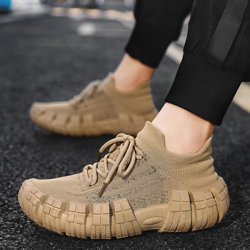

Thick-soled high-end tire-soled dad shoes 2025 new breathable thin socks shoes wear walking sports shoes 46 хакі