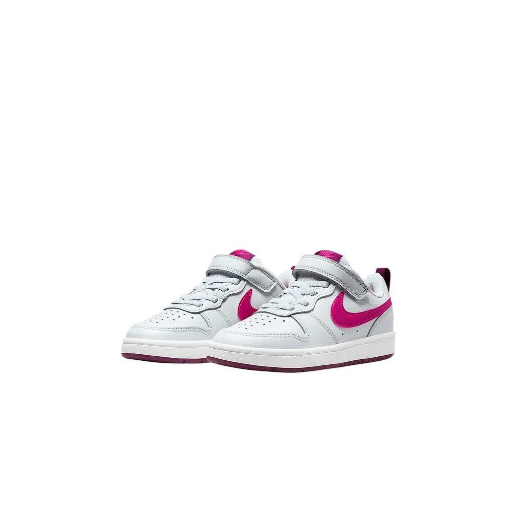 Nike Court Borough Leather Low top Skateboard Shoes Gray Pink Kids' BQ5451-015