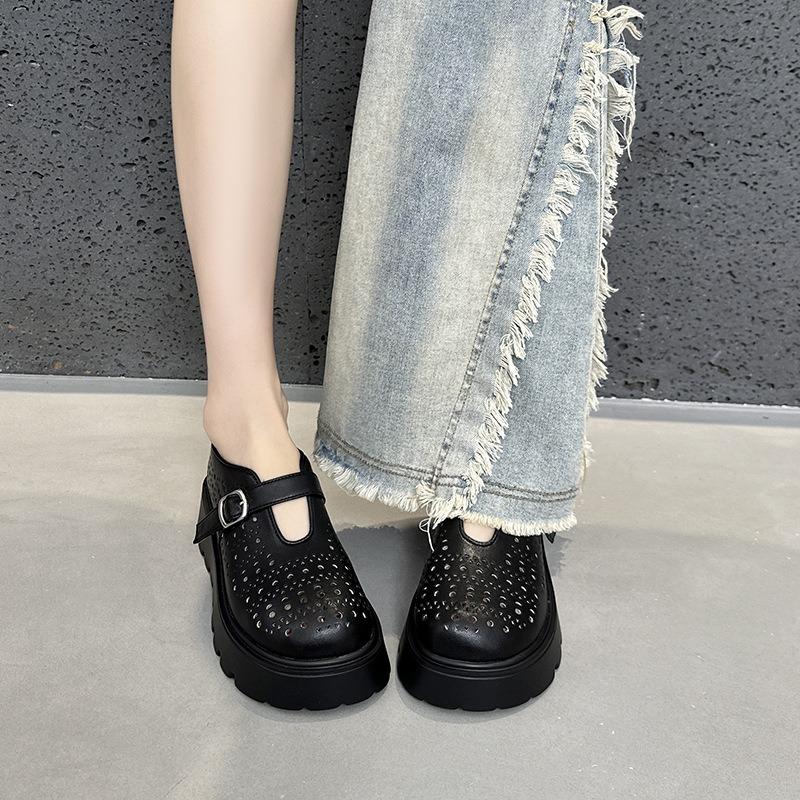 Thick-soled heightening sandals women's summer new hollowed muffin bottom hole shoes bag head soft-soled women's sandals