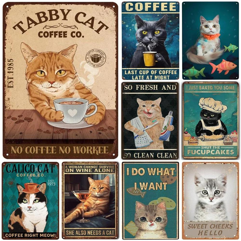 Cat Lover Vintage Metal Sign, Retro Tin Plate for Home Decor, Aluminum 20x30 cm