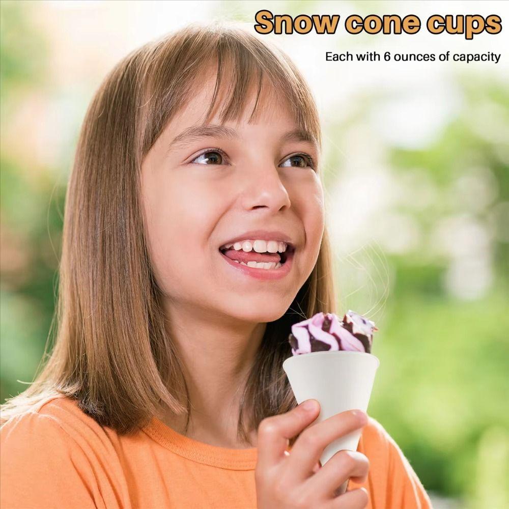 250Pcs Coated White Paper Cone Cups Leakproof Cone Party Tableware Disposable Paper Cups  Picnic