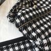 European Women's Houndstooth Knit Cardigan Two-Piece Set Casual Wear
