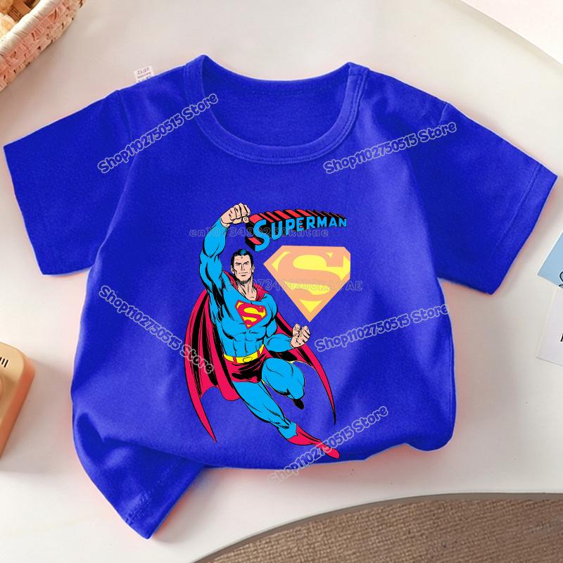 Anime Super Man Summer T Shirt Supermans Short Sleeve Tee Cartoon Print Boy Girl Clothes O Neck Casual Children Cotton Tops