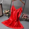 Women Bow Ribbon Bedroom Nightwear Comfortable Solid Color Sleepwear Polyester Summer Lace Ruffle Design Satin 6 Colors