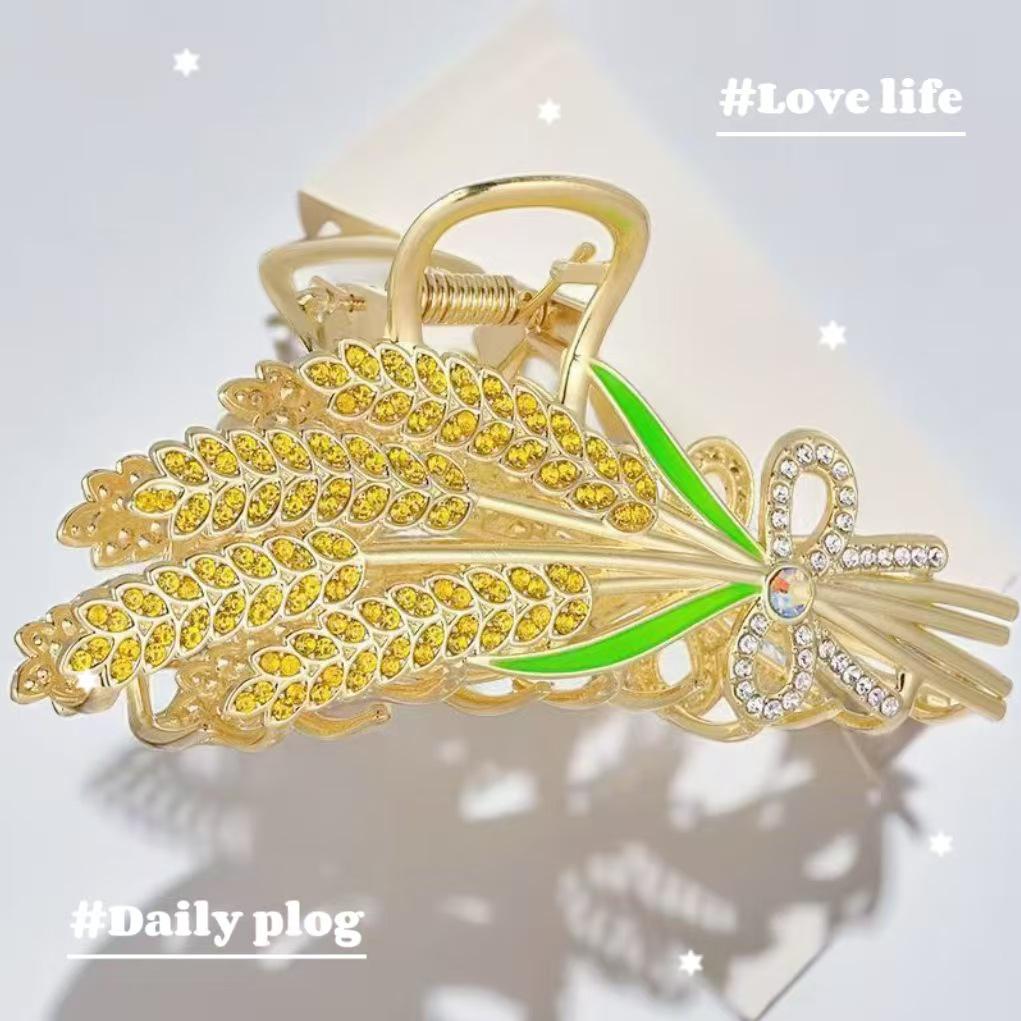 

Металлическая заколка для волос в виде золотого пшеничного колоска - Элегантный аксессуар для прически пучок и подарок