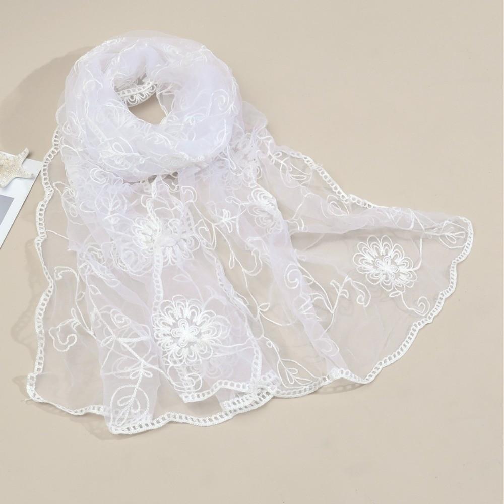 Flower Pattern Retro Scarf Elegant Embroidered Flower Scarf New Lace Scarf  Casual Wear
